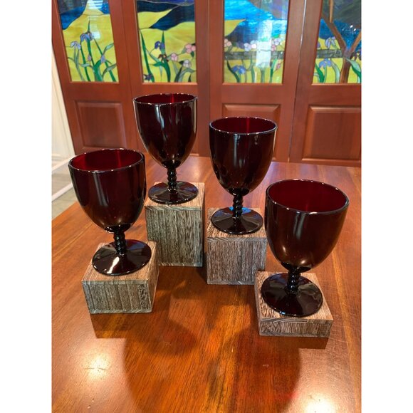 Anchor Hocking Monarch Ruby Red Stemmed Wine Goblets. - Picture 3 of 8